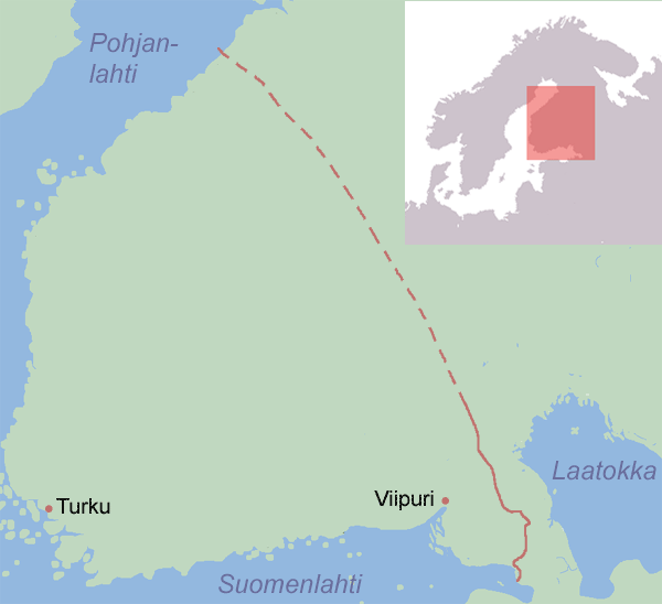 Ruotsin itäraja vuonna 1323.